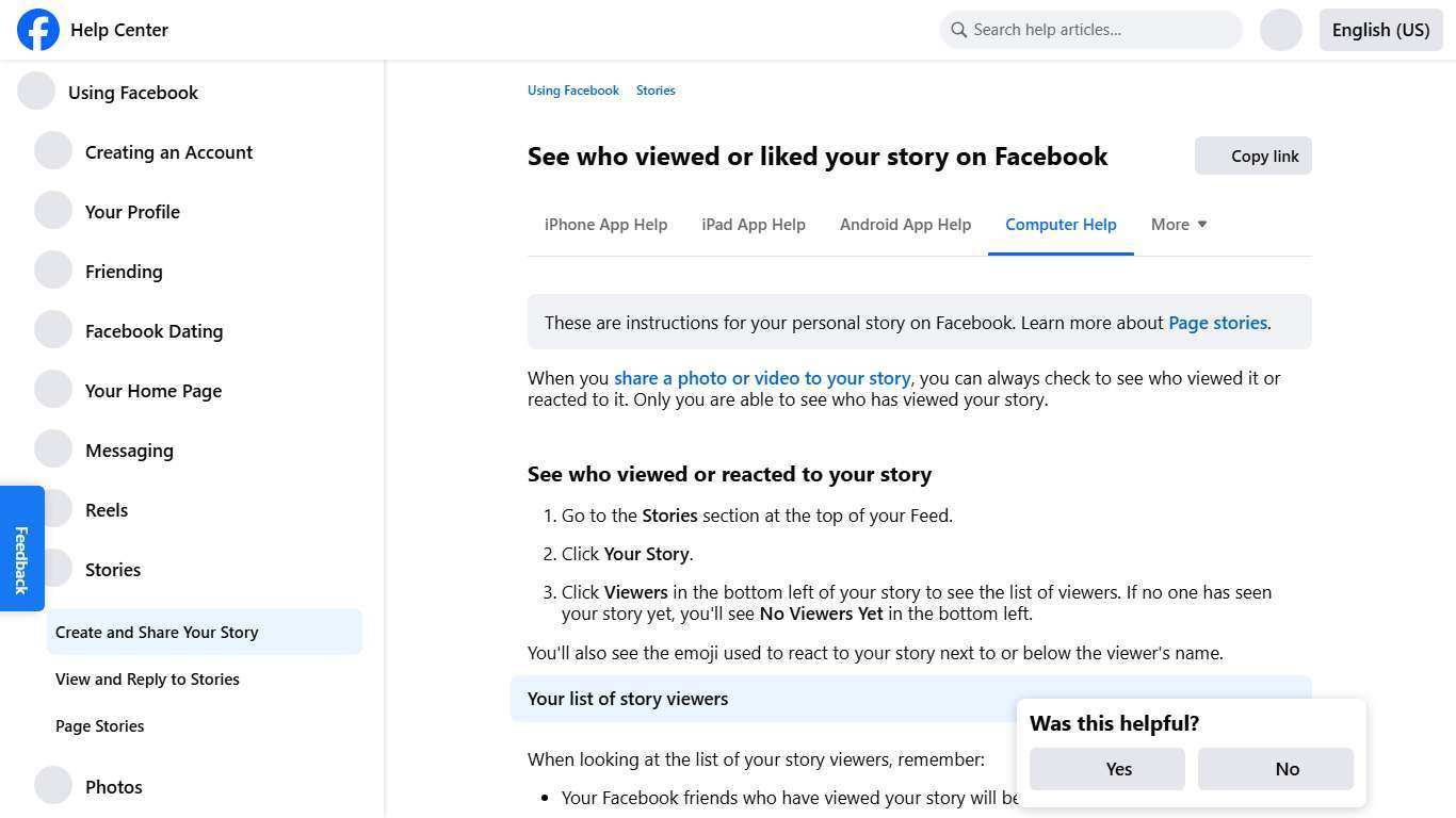 See who viewed or liked your story on Facebook | Facebook Help Center
